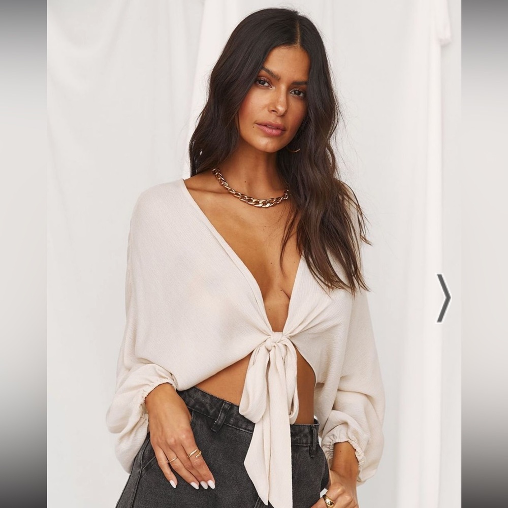 12th Tribe Mandi Taupe Wrap Top